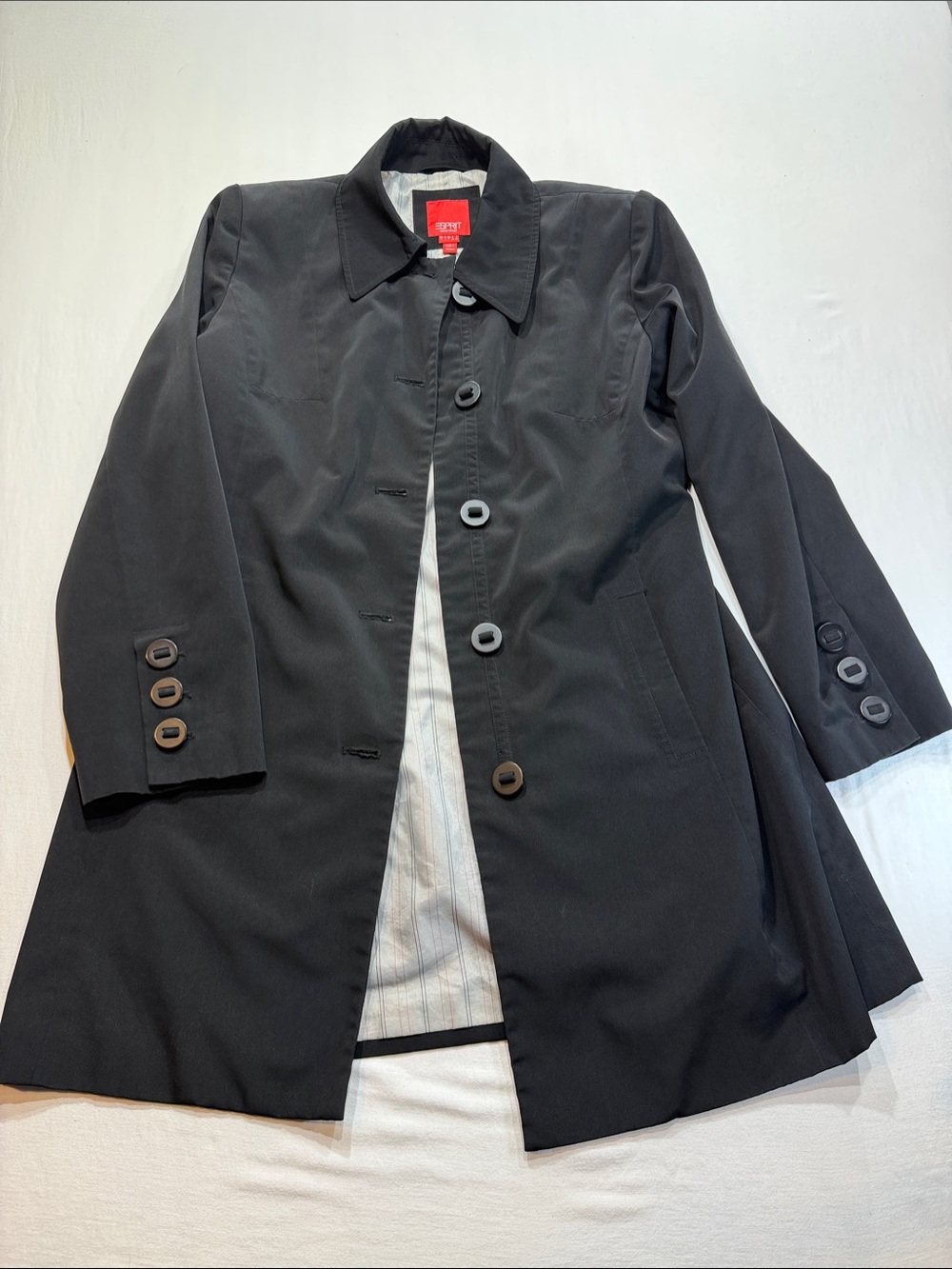 Esprit Black Single-Breasted Trench Coat